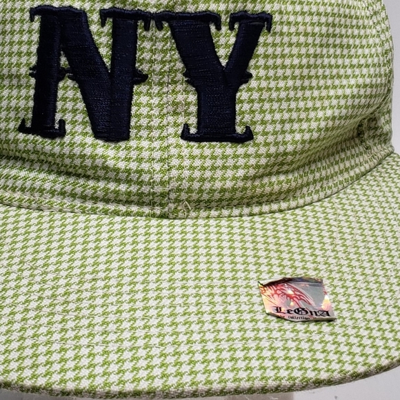 Legna Fitted Cap with NY Logo Green Houndstooth Pattern Size Medium 58cm - Picture 8 of 12